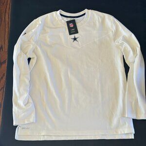 NWT NFL Dallas Cowboys NIKE Dri-Fit White L/S Shirt XL Officially Licensed